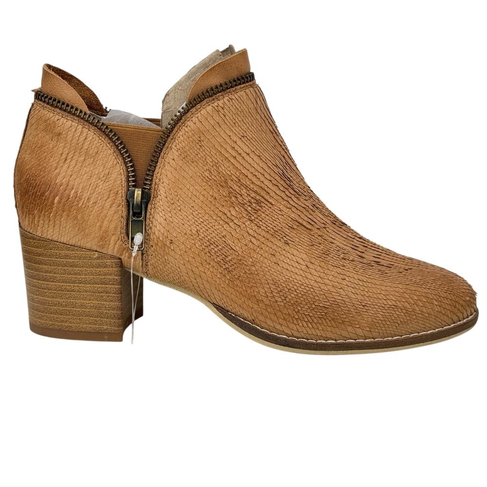 Midas Metan Boots Fringe 3D NEW 6.5 Women's Tan Textured Boho Comfort Block Heel - Picture 2 of 14